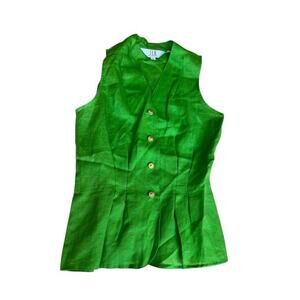 SLB by Sunny Leigh 90s Women's Classic Waistcoat Linen Lime Green Size Small